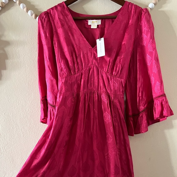 NWT Maeve Christine Raspberry belted style dress - Picture 2 of 10